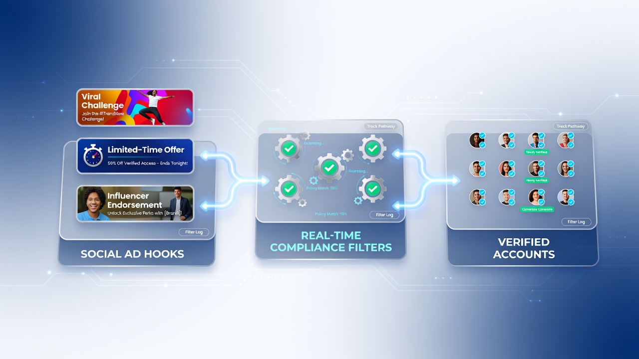 Diagramm des Datenflusses durch Echtzeit-Compliance-Filter in Glücksspielkampagnen