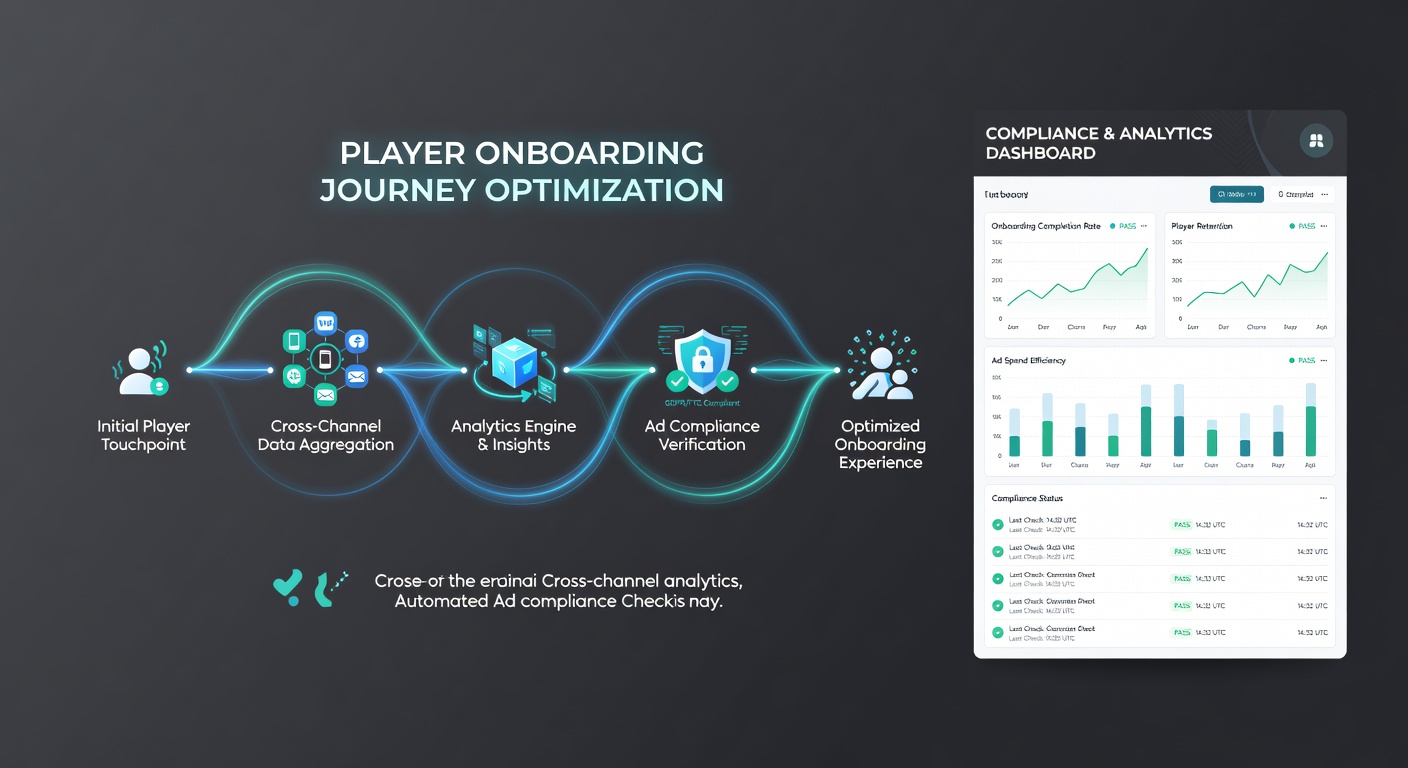 Infografik zu Compliance-Prüfungen und kanalübergreifender Analyse während der Spielerregistrierung
